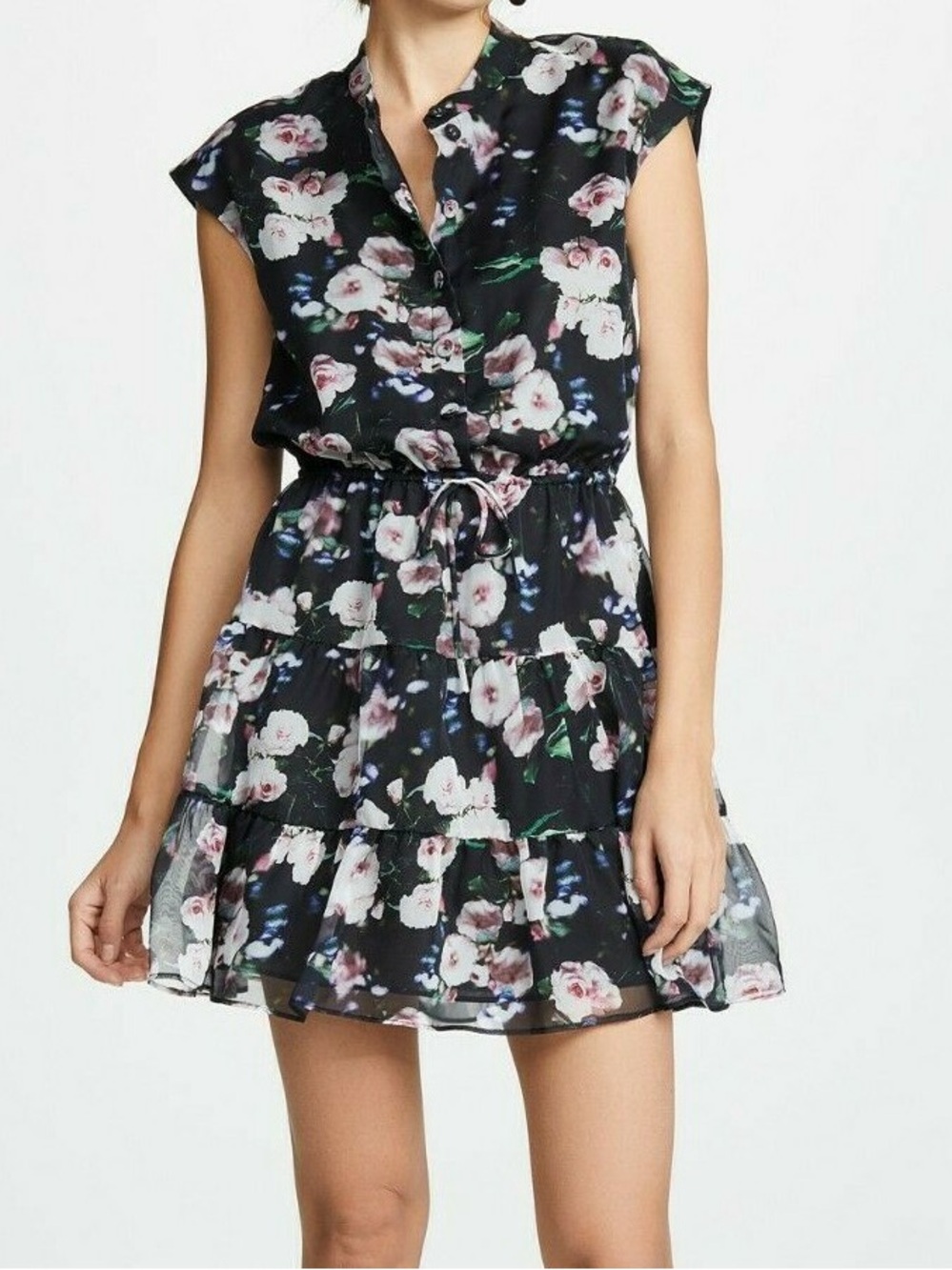 Rebecca Minkoff  Ollie Cap Sleeve drawstring waist mini dress size S